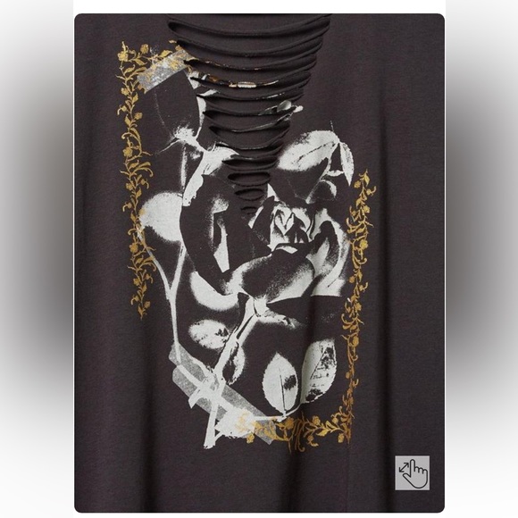 Torrid Roses Classic Fit Cotton Slashed Neck Long Sleeve Tee Size 4X NWT - Picture 4 of 4